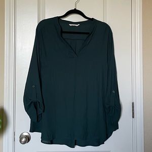 Lush Green 3/4 Sleeve Sheer Top